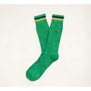 Brooks Brothers Tipped Logo Crew Socks GREEN - NEW‎ - MADE IN ITALY